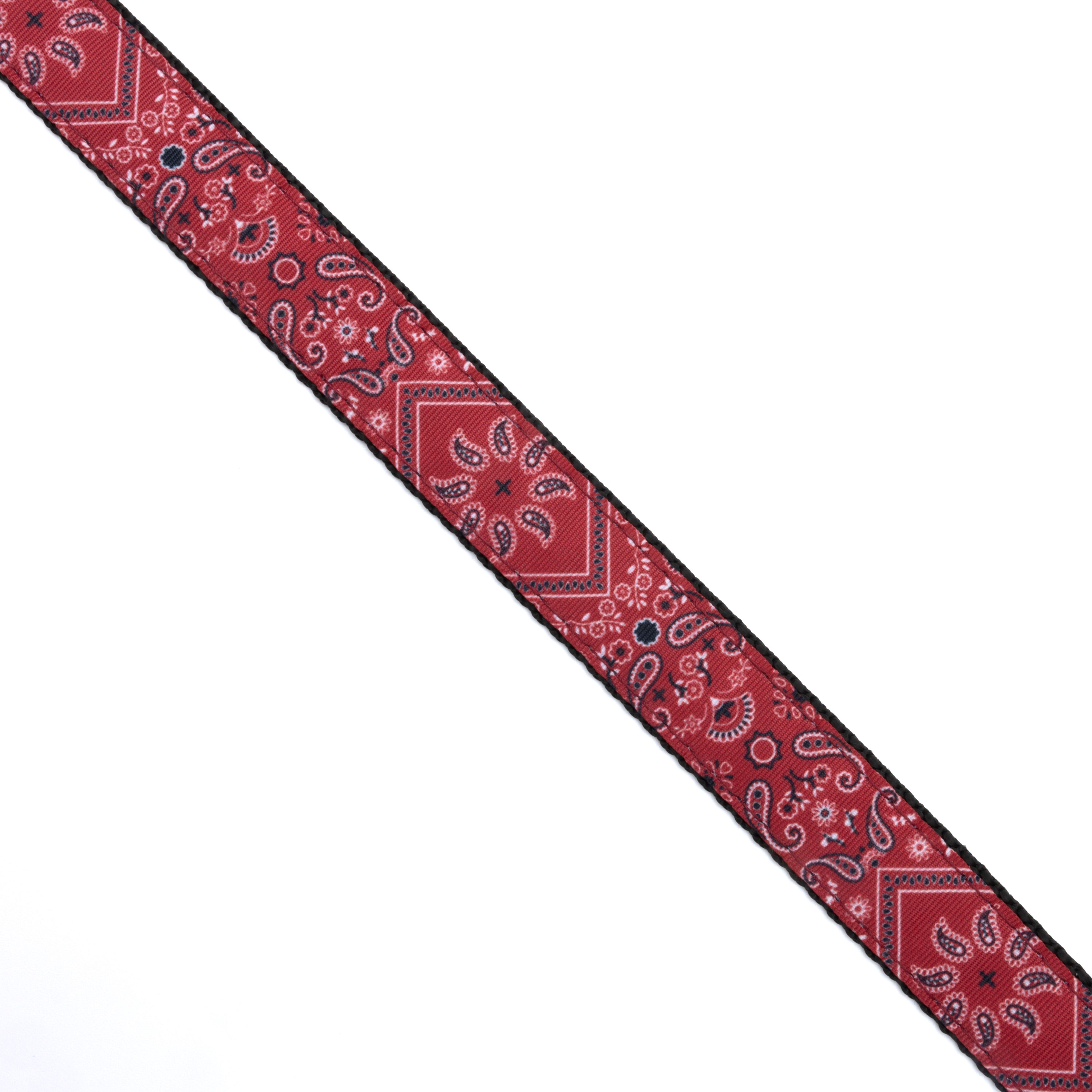 Country Brook Design® 3/4in Red Bandana Ribbon on Black Nylon Webbing, 10 Yards