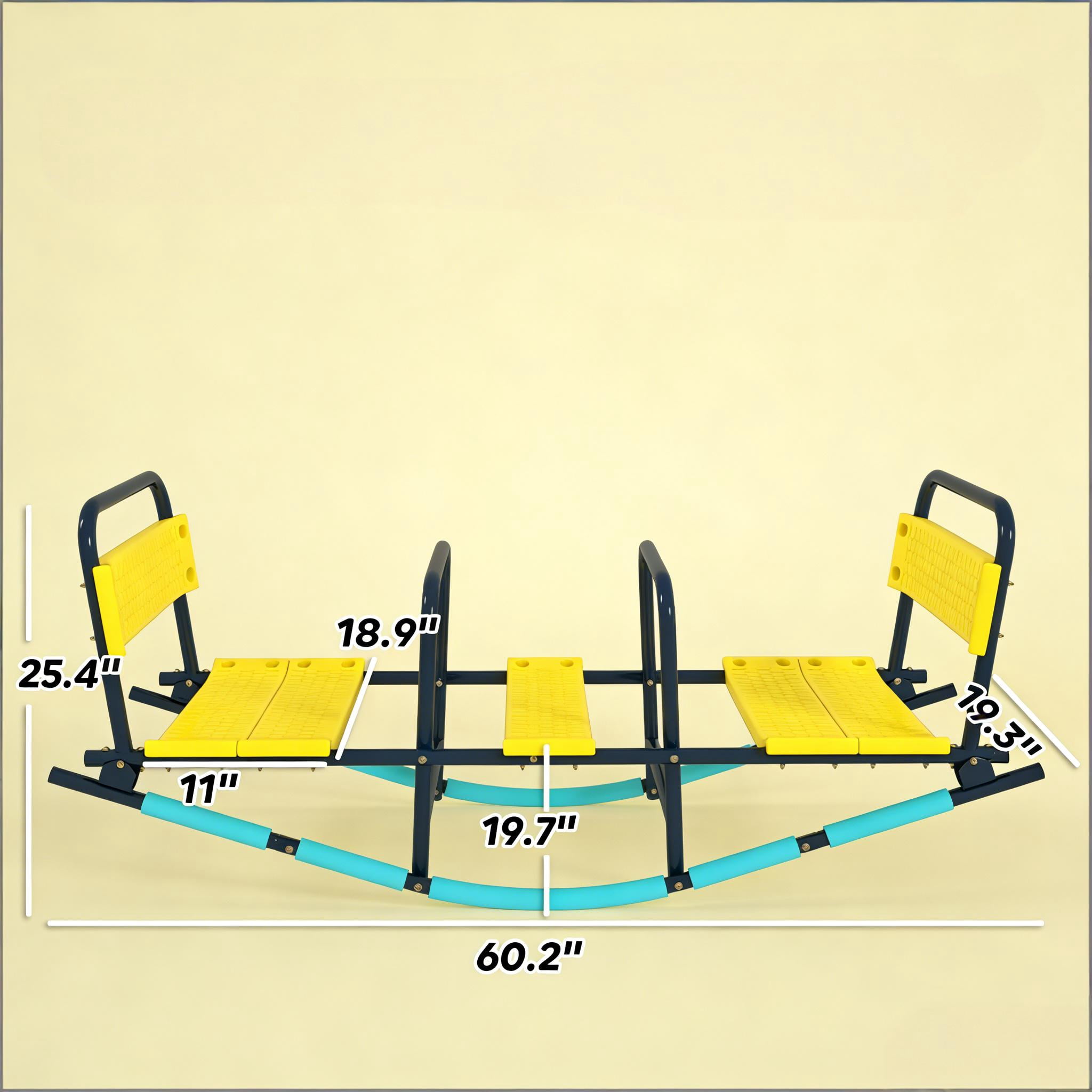 Kids Metal Teeter Totter Seesaw, 2-in-1 Rocking & Up-Down Play Equipment, Heavy-Duty Steel Frame with Ergonomic Seats, Indoor Outdoor Play Toy for Toddlers Ages 3-8