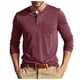 thumbnail image 2 of Blusas y camisas de manga larga y cuello redondo para hombre, casuales, de moda, de color liso, con botones y bolsillos, de manga larga y cuello redondo, de poliéster., 2 of 6