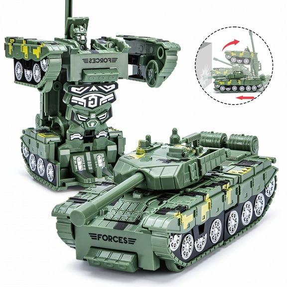 BESTSKY Deformation Robot Toy,Inertia Sliding Action Figure,Tank Racer Car Truck Model,Green