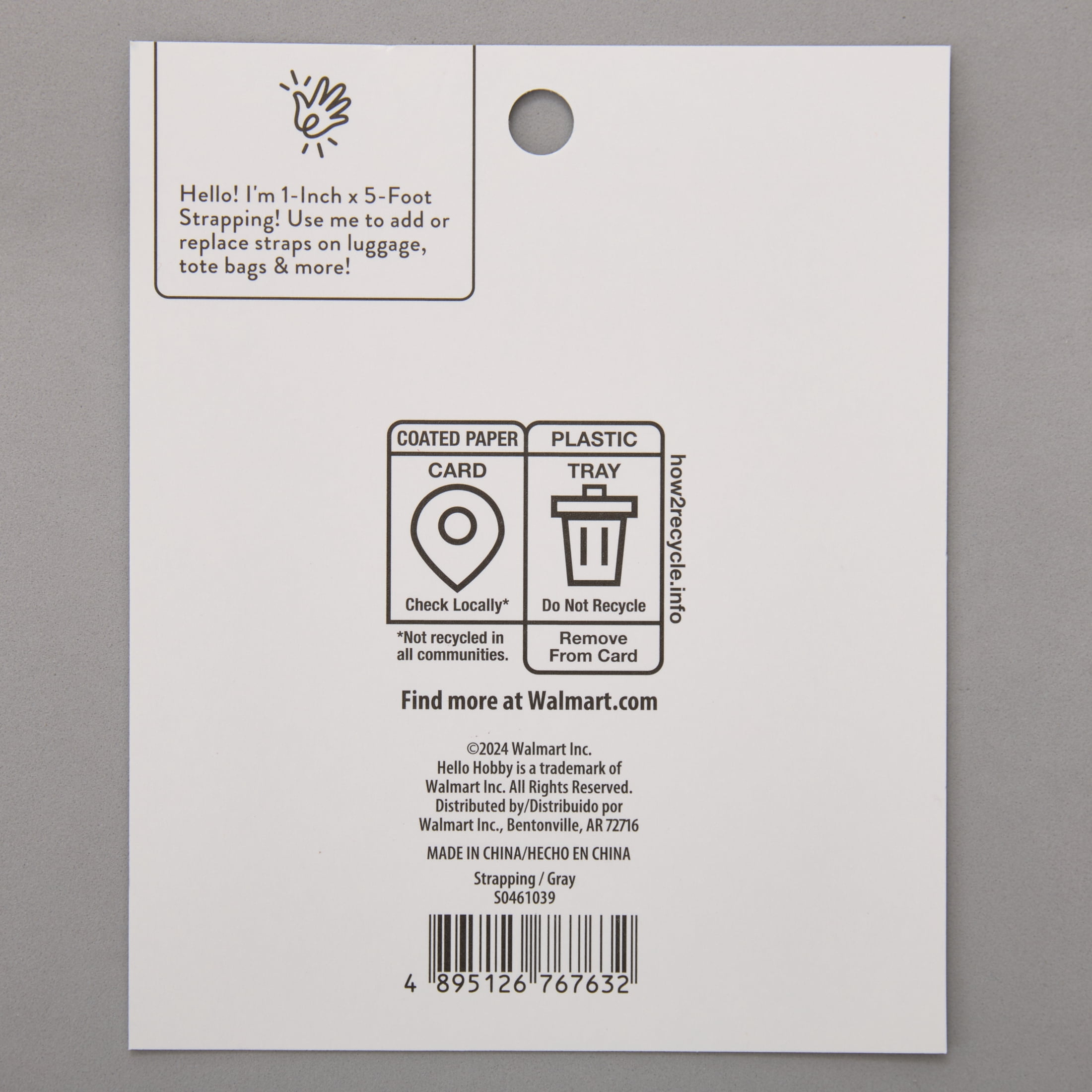 Hello Hobby 1" Grey Sewing Fastener Strap Belt