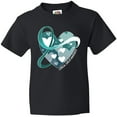 thumbnail image 3 of Inktastic Cervical Cancer Awareness Teal and White Ribbon Around Heart Youth T-Shirt, 3 of 5