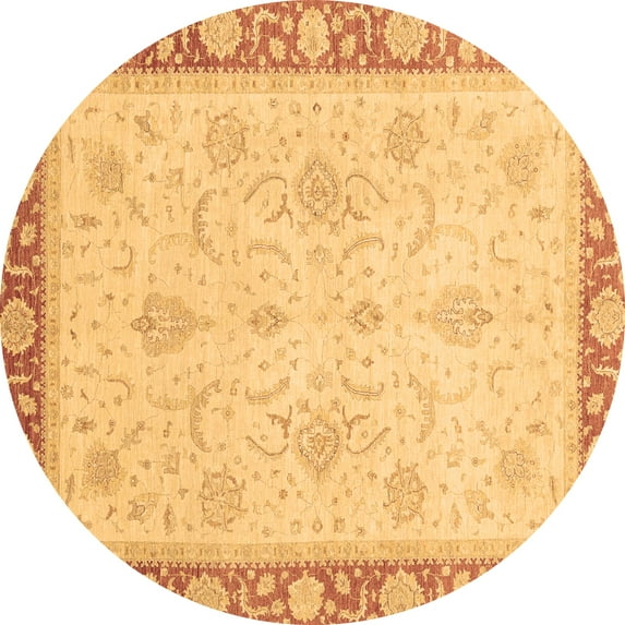 Ahgly Company Indoor Round Abstract Brown Modern Area Rugs, 6' Round
