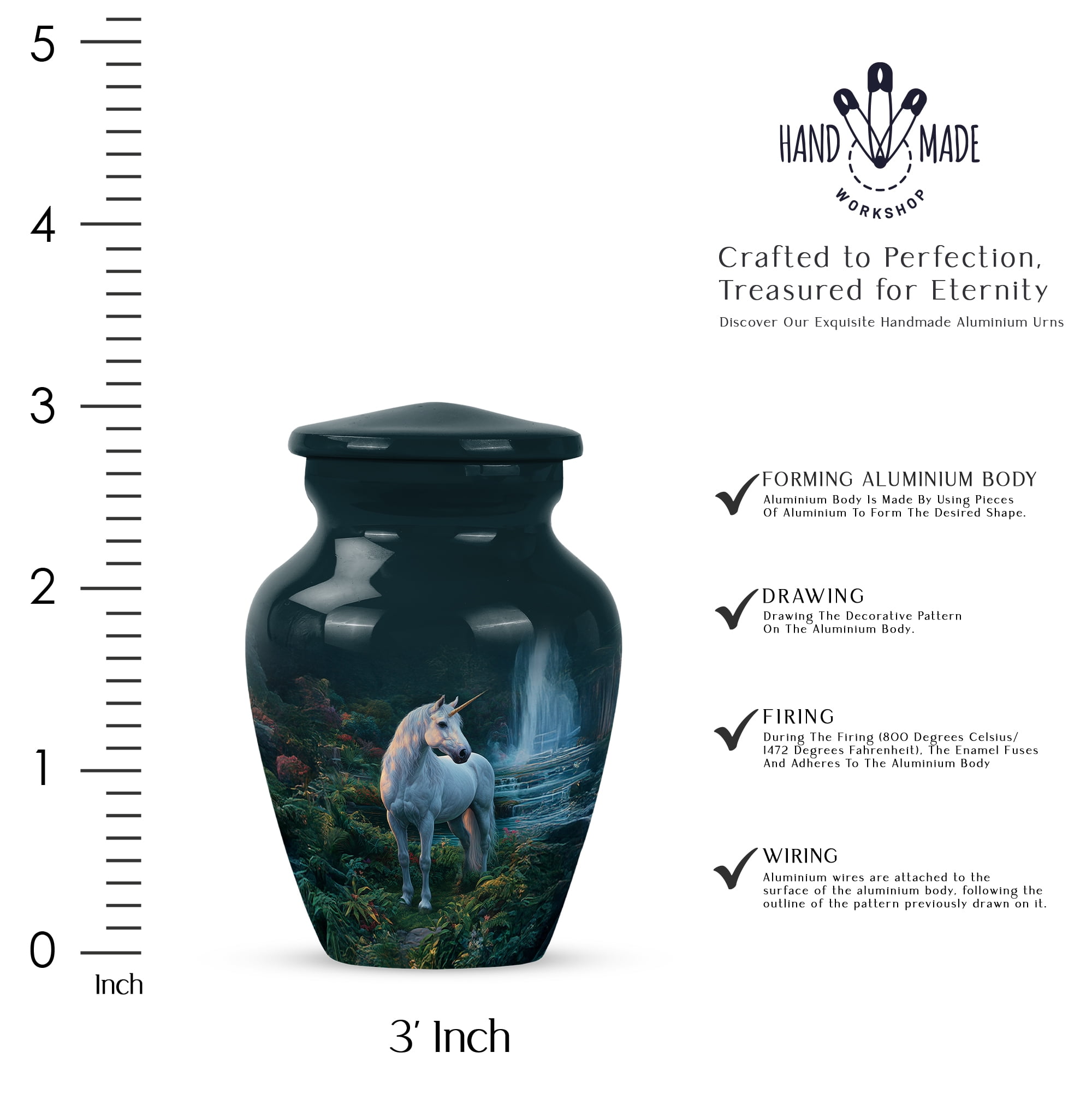 Unicorn Small Keepsake Urn For Adult Male And Female, Blue Mini Urn For Ashes For Women And Man, 3 Inch Miniature Urns For Human Ashes Adult Brother And Sister