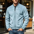 thumbnail image 2 of MXALUOB Bomber Jacket for Men Faux Suede Solid Color Ribbed Cuff Fashion Coats Full Zip Casual Regular Fit Flight Jacket with Pocket, 2 of 5