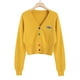 thumbnail image 3 of Camisa de punto para mujer, suelta, retro, de manga larga, con botones, suéter, abrigo de otoño, amarillo Eigraketly AP001150-02B, 3 of 7