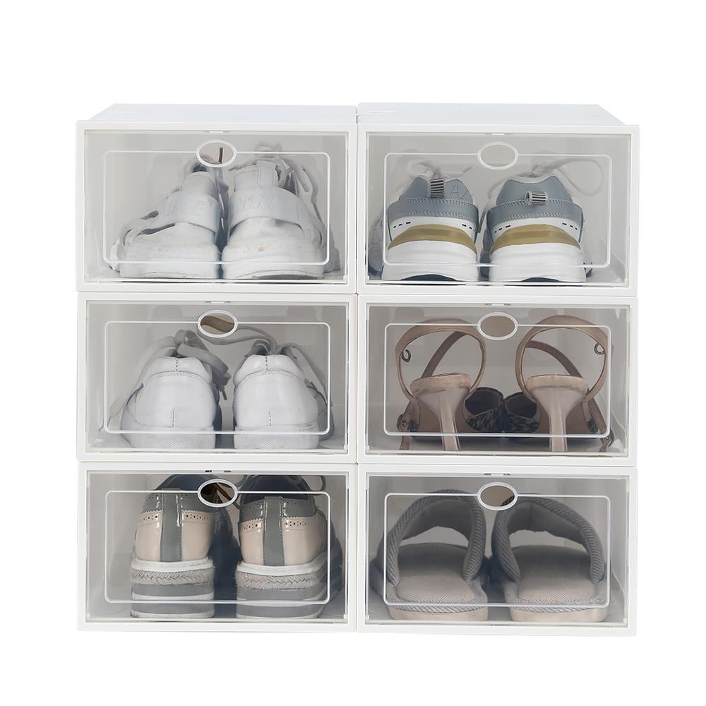 SESENO 12 Pack Shoe Storage Boxes Clear Plastic Stackable Shoe