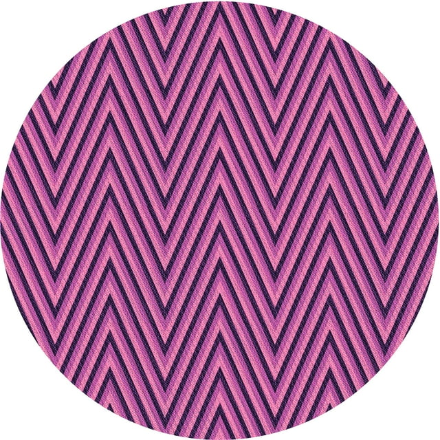 Ahgly Company Tapis Rond Lavable en Machine Intérieur Transitionnel Magenta Foncé Violet, 5 Pieds Rond