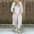 thumbnail image 2 of Women Two Piece Sets,Fall Clothes Set Agkizg Women's Casual Crew Neck Solid Color Satin Long Sleeve and Pants 2 Piece Sets for Women, 2 of 5