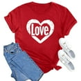 thumbnail image 4 of Neewe Womens Lover Heart Graphic Crewneck Shirt Valentines Funny Couple Matching Casual Short Sleeve Tee Tops, 4 of 8