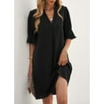 thumbnail image 4 of Vestido camisero con volantes y escote en V para mujer, vestido informal sencillo de verano, 4 of 6