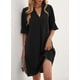 thumbnail image 4 of Vestido camisero con volantes y escote en V para mujer, vestido informal sencillo de verano, 4 of 6