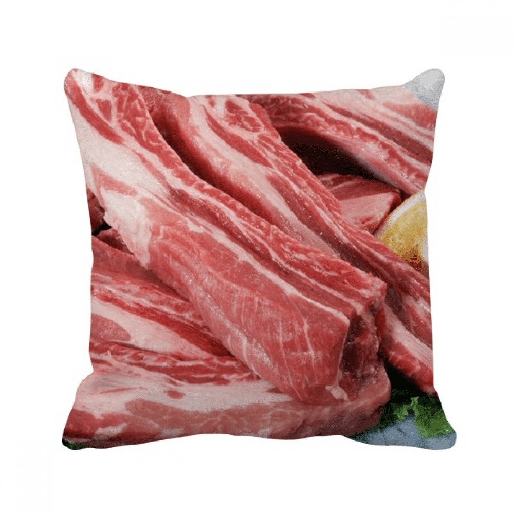 Rib Chop Raw Meat Food Texture Throw Pillow Sleeping Sofa Cushion Cover