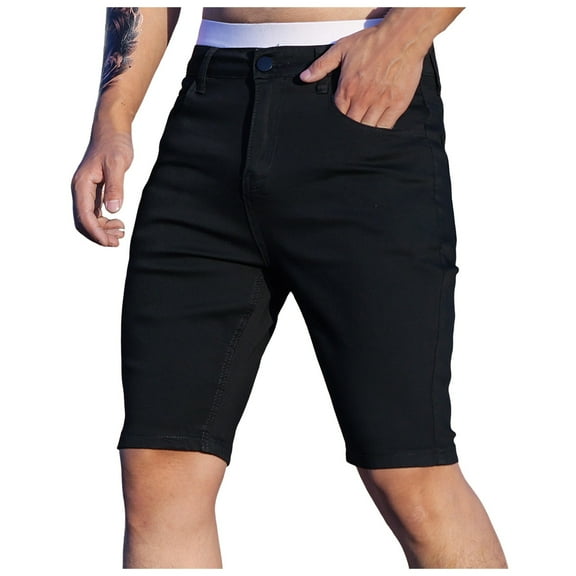 Jean Shorts Men Casual Stretch Outdoor Capri Jeans Straight Leg Close Fitting Shorts Jeans Shorts for Men