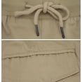 thumbnail image 4 of Men's Drawstring Elastic Waist Multi Pocket Lightweight Cotton Cargo Shorts (Beige, 40), 4 of 4