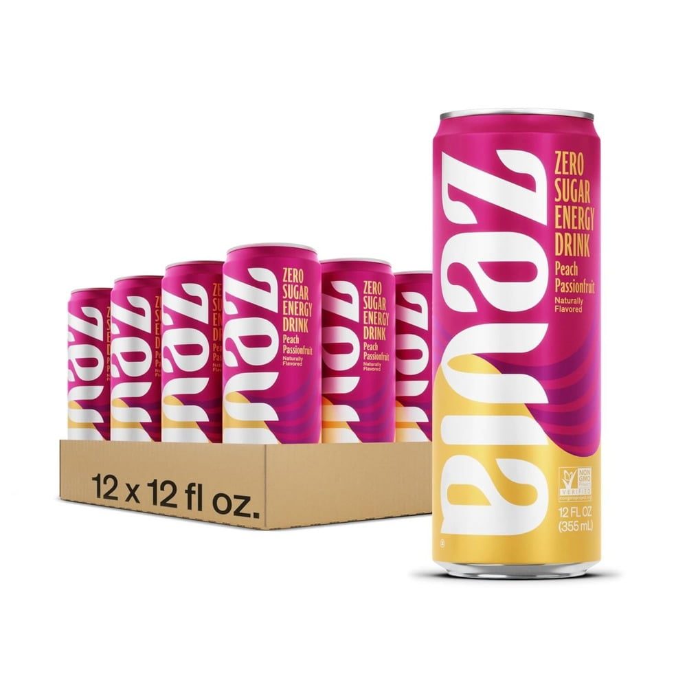 Zevia Zero Calorie Energy Drink, Mango Ginger, 12 Ounce Cans (Pack