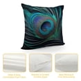 thumbnail image 4 of COMIO Boho Chic Peacock Feather Modern Throw Pillow Covers Rustic Square Decorative Cushion Cover Pillowcase for Sofa Couch Living Room Farmhouse Home Decorations White, 4 of 5