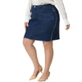thumbnail image 4 of Agnes Orinda Women's Plus Size Ripped Embroidered A Line Denim Jean Skirts, 4 of 6