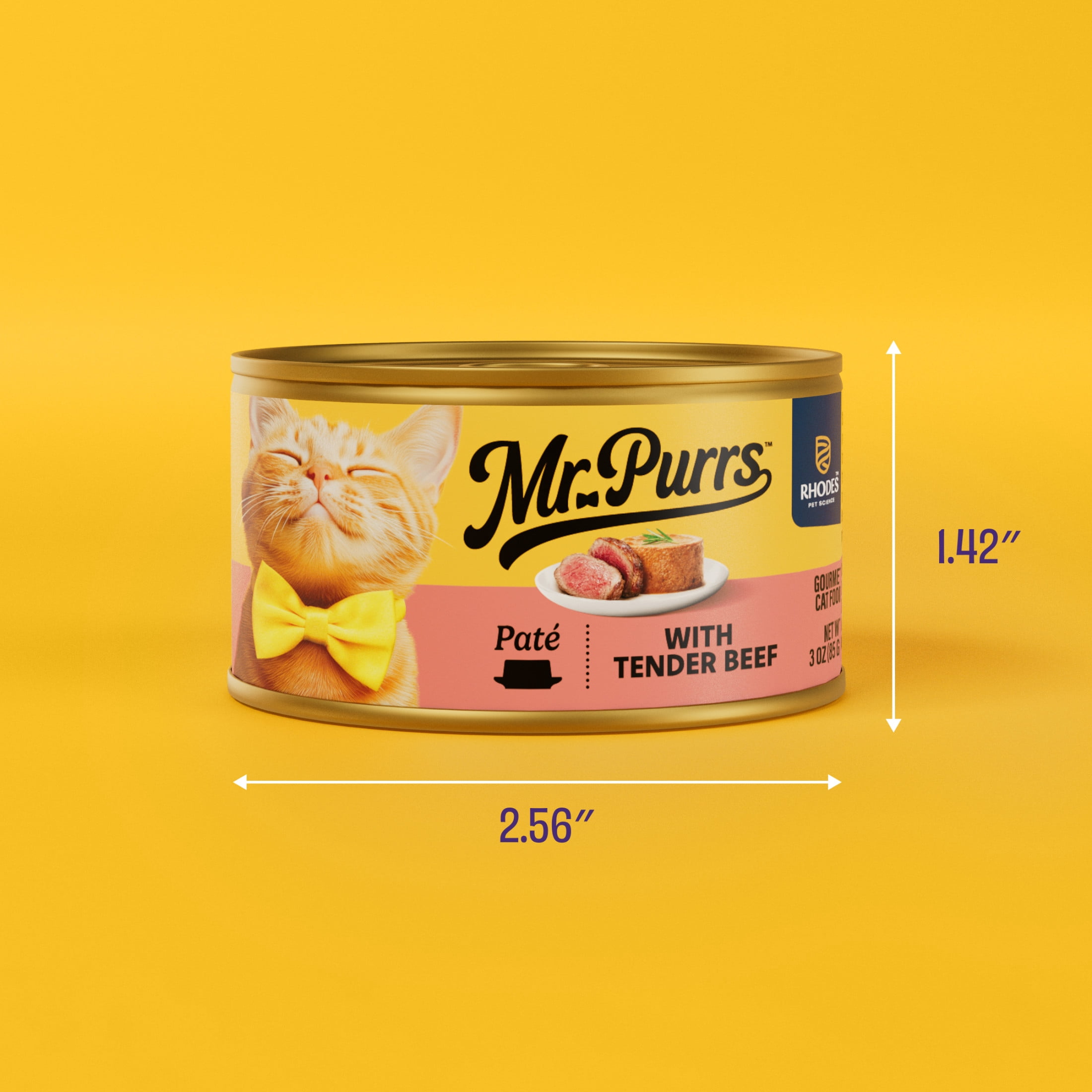 (6 pack) Mr Purrs Tender Beef Pate Wet Cat Food, 3 oz Can