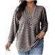 thumbnail image 3 of TaTaai Women Striped Long Sleeve Button V Neck Pullover Casual Fashion Top Ladies Spring Autumn Daily Commute Street Wear Soft Comfortable No Fading Machine Washable Blouse Gift, 3 of 7