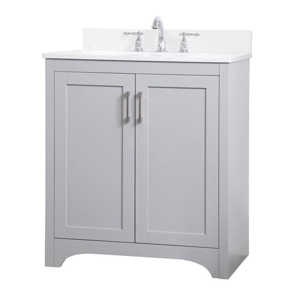 30 inch Single Bathroom Vanity in Grey with Backsplash