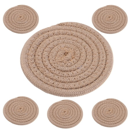 

FRCOLOR 6pcs Woven Coasters Round Coasters Cups Coasters Coffee Table Drinks Coasters