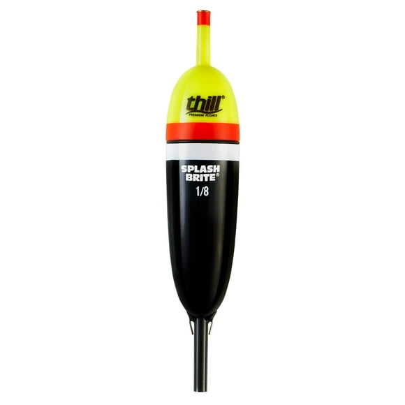 Thill Floats Splash Brite Lighted Bobber for Fishing - Center Slider Slip Float - Lights Up on Contact with Water, Medium, Yellow Red Black, One Size