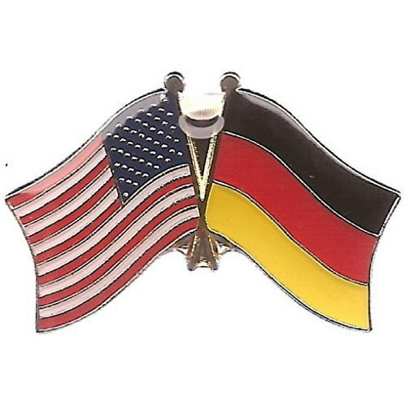 Pack of 50 Germany & US Crossed Double Flag Lapel Pins, German & American Friendship Pin Badge