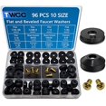 thumbnail image 1 of TWCC 96 pc Flat and Beveled Faucet Washers and Brass Bibb Screws Assortment for Use with Assorted Quick-Opening Style Faucets Stem Worn Out Washer Replacements Black, 1 of 4