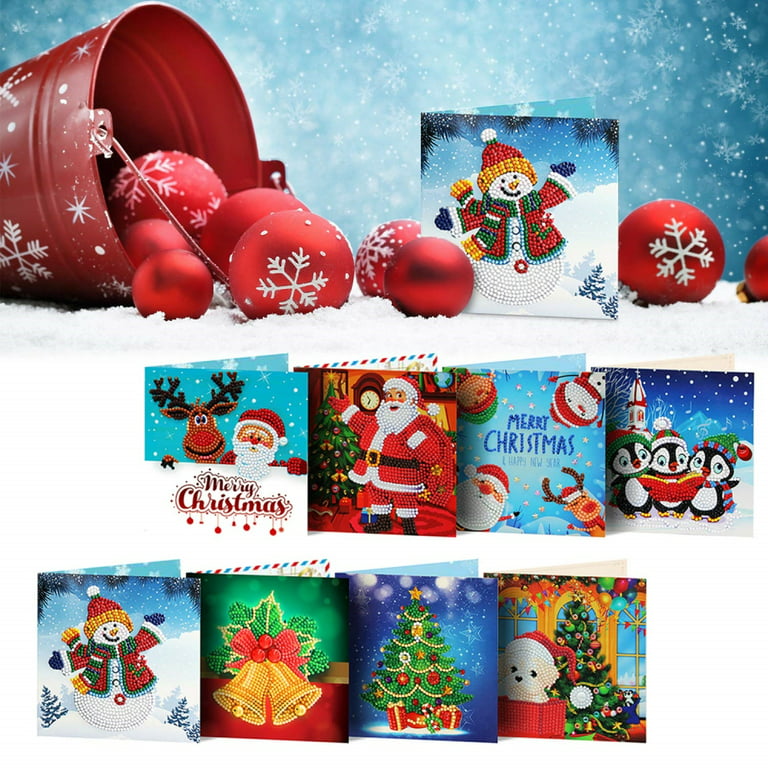 8 Pieces Christmas Cards 5D DIY Diamond Painting Greeting Card for Holiday  Friends and Family 