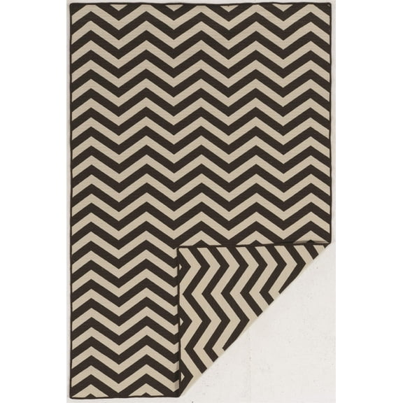 Linon Salonika Reversible Chevron Wool 2'6"x4'6" Rug in Brown