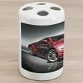 thumbnail image 1 of Cars Ceramic Toothbrush Holder, Modern Era Sports Car Designed for Spirited Performance and Fast Speed Racing Print, Decorative Versatile Countertop for Bathroom, 4.5" X 2.7", Grey Red, by Ambesonne, 1 of 4