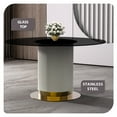 thumbnail image 5 of LeisureMod Jexis 60" Mid-Century Modern Round Dining Table with Glass/Sintered Stone Top and White/Gold Stainless Steel Pedestal Base for Kitchen and Dining Room (Black), 5 of 9