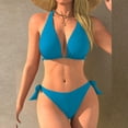 thumbnail image 6 of Ahdbta Womens Halter Bikini Set Two Piece Triangle Swimsuit with Side Tie Thong Bottom Bathing Suit Cute Swimwear, 6 of 8