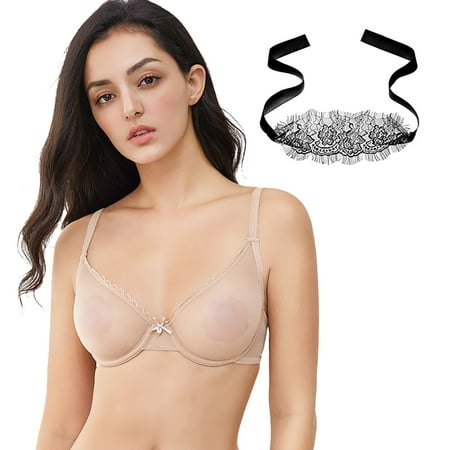 

Varsbaby Women s Unlined Bra See Through Underwear with Lace Eyemask