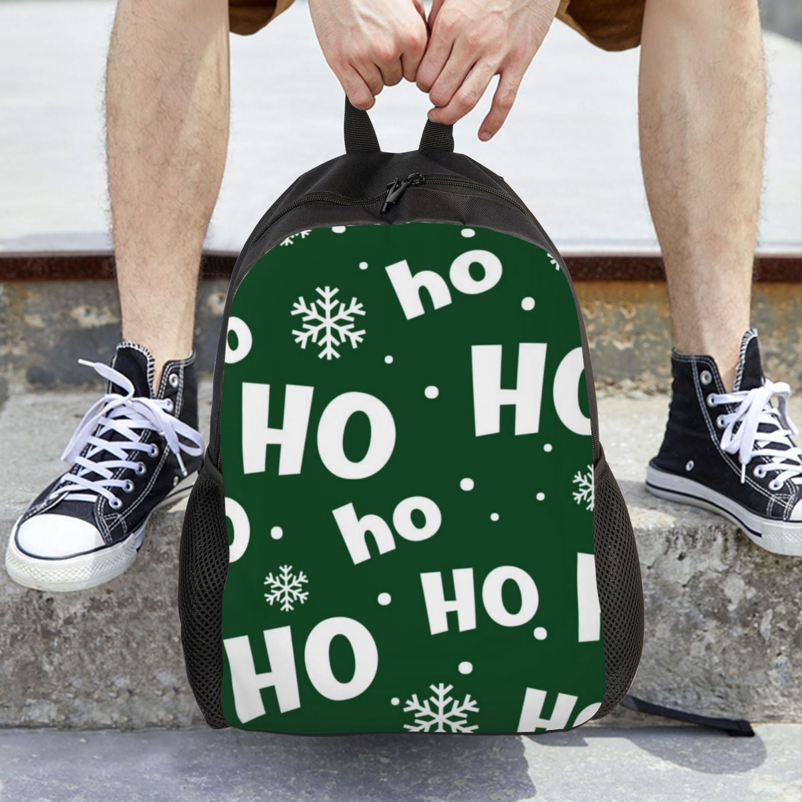 Xecao Ho Ho Ho A Print School Backpack with Laptop Compartment Small Travel Laptop Backpack for Women Men Waterproof College Backpack Simple School Bag