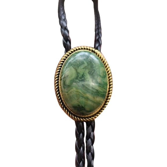 Ywmsfl Braided Rope Bolo Tie with Emblem Stone Pendant for Men Women Country Outfits Festivals Necktie Chain Necklace
