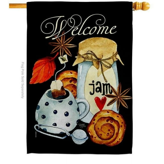 Breeze Decor H117088-BO Sweet Teatime Beverages Coffee Tea 28 x 40 in. Double-Sided Decorative Vertical House Flags for Decoration Banner Garden Yard Gift