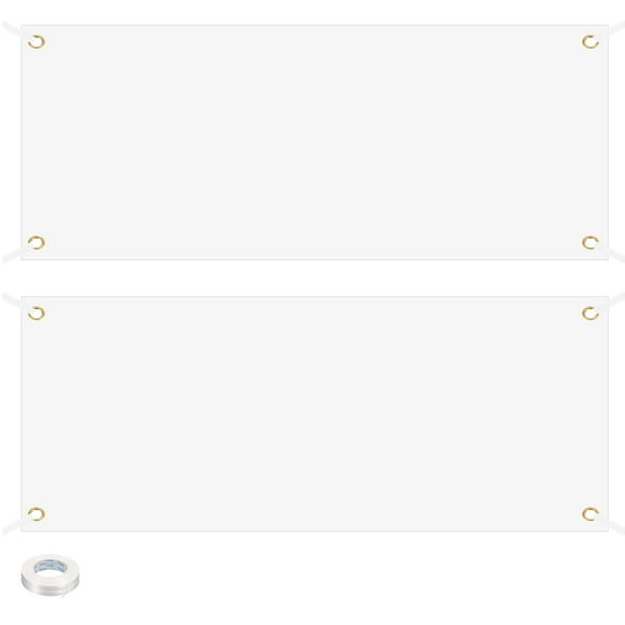 Uxcell Large White Blank Banner and Signs 2 x 5 Feet, 2 Set Sublimation Banners