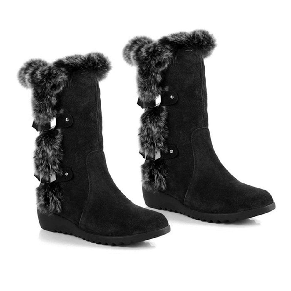 warm winter wedge boots