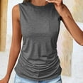 thumbnail image 3 of Summer Plus Size Tops for Womens Fshion Solid Color Round Neck Pocket Sleeveless Casual, 3 of 6