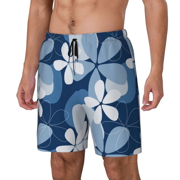 Balery Flower Bañador para hombre, shorts de playa de secado rápido con entrepierna y forro de compresión-X-Large