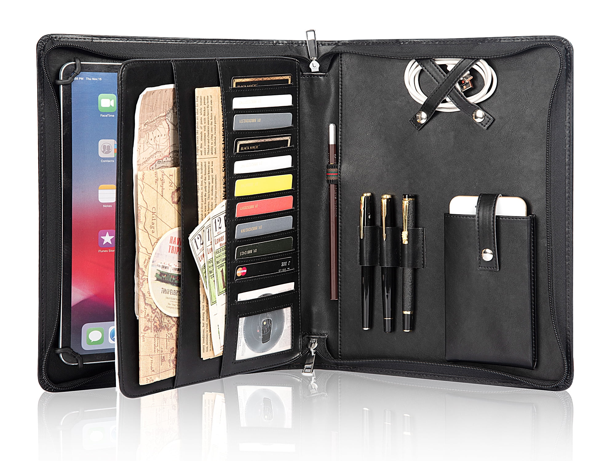 AZXCG A5 Padfolio, Zippered Resume Holder, Vegan Leather Business