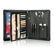 AZXCG Portfolio A5 Padfolio, Vegan Leather Legal Pad Holder for Men, Resume Paper Organizer for Interview, Black, Small Business Essentials, Gift for Graduation, for iPad Pro 10.5