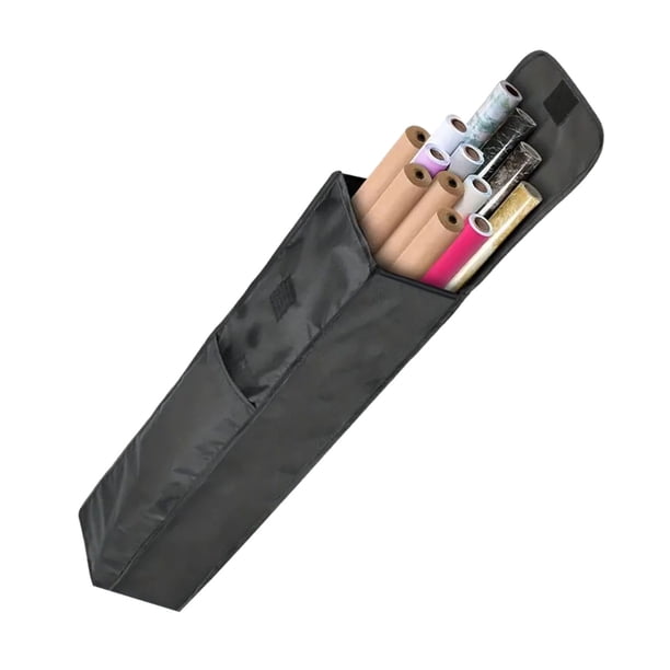 Organizador de papel de regalo, bolsa impermeable para guardar rollos de papel de regalo con asa reforzada y bolsillo lateral para 9 rollos estándar.