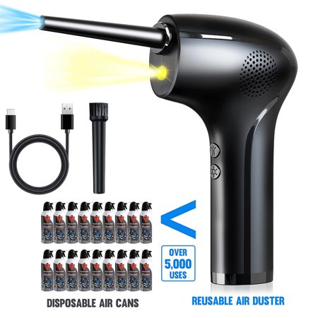 NIFFPD Compressed Air Duster, 2-Speed Adjust, Reusable, 45000RPM Blower Keyboard Cleaner Kit with 6000mAh and 10W Fast Charging, Effective Replacement for Canned Air