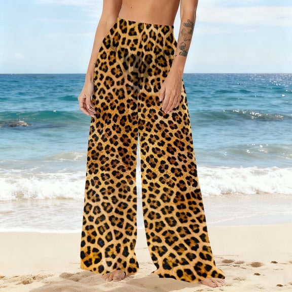 Turilly Cover Up Pants for Swimwear Women Chiffon Sun Protection Beach Pants Cover Pants Wide Leg Bohemian Style Pants