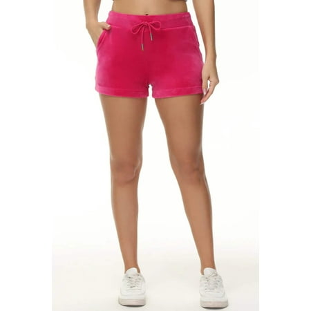 Juicy Couture Big Bling Track Shorts Women's Medium Pink Velour Stretch JDM1849