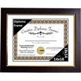 thumbnail image 2 of Creative Picture Frames 14x18 Mahogany Diploma Frame with Gold Rim Including White Mat Glass and Installed Wall Hangers | Frame Holds 16x20 Media without Mat, 2 of 4