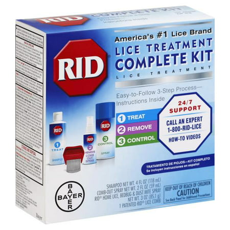 RID Brand Complete Lice Elimination Kit Shampoo Gel Spray & Lice Comb